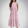 thumbnail image 2 of WRKEKC Robe Maxi pour Filles, Robe Décontractée d'Été pour Filles, Robe d'Été à Manches Courtes Col Rond Couleur Unie 10-11 Ans, 2 of 5