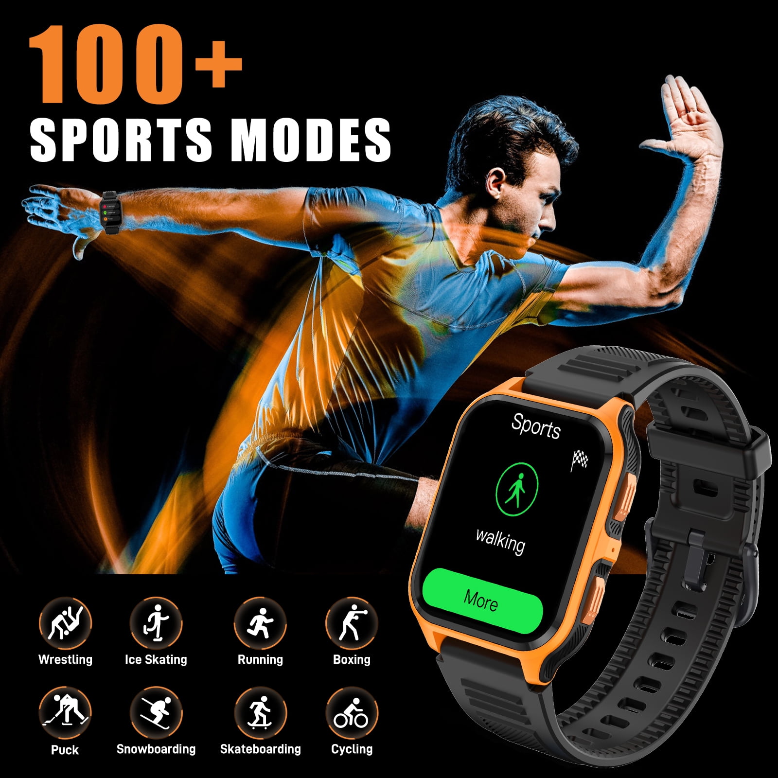 XAXRE P73 Smart Watch for Men(Answer/Make Calls) 3ATM Swimming Waterproof 1.83” Watch with 100+ Sports Modes Pedometer Smartwatch Compatible with iOS Android, 1pc