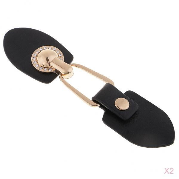2 Pares de material cuero de La PU Botón de Palanca para proteger Chaqueta Duffle Negro Accesorios de