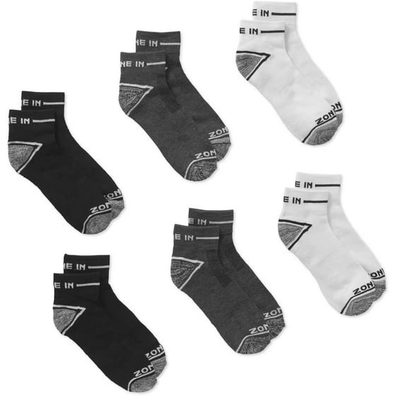 ONLINE - Zone In Men's Cushioned Athletic Quarter Sock, 6 Pack ...