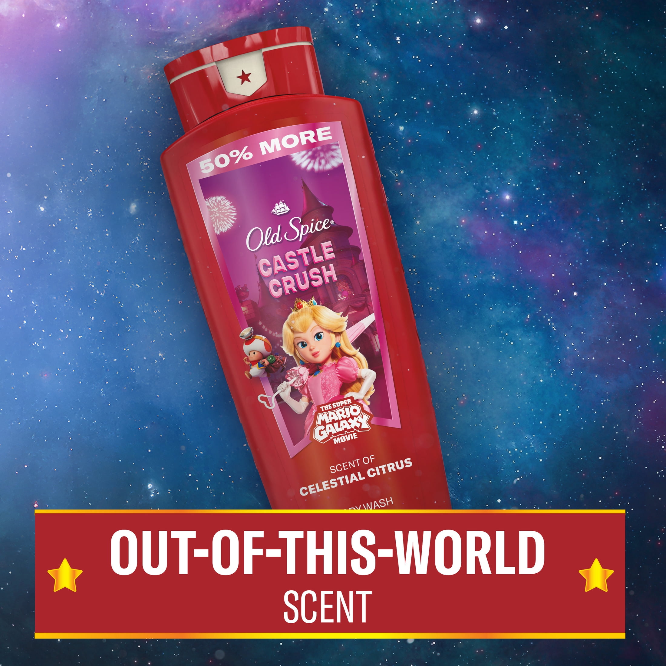 Old Spice Body Wash for Men, Castle Crush, Scent of Celestial Citrus, Old Spice x The Super Mario Galaxy Movie, 24 fl oz