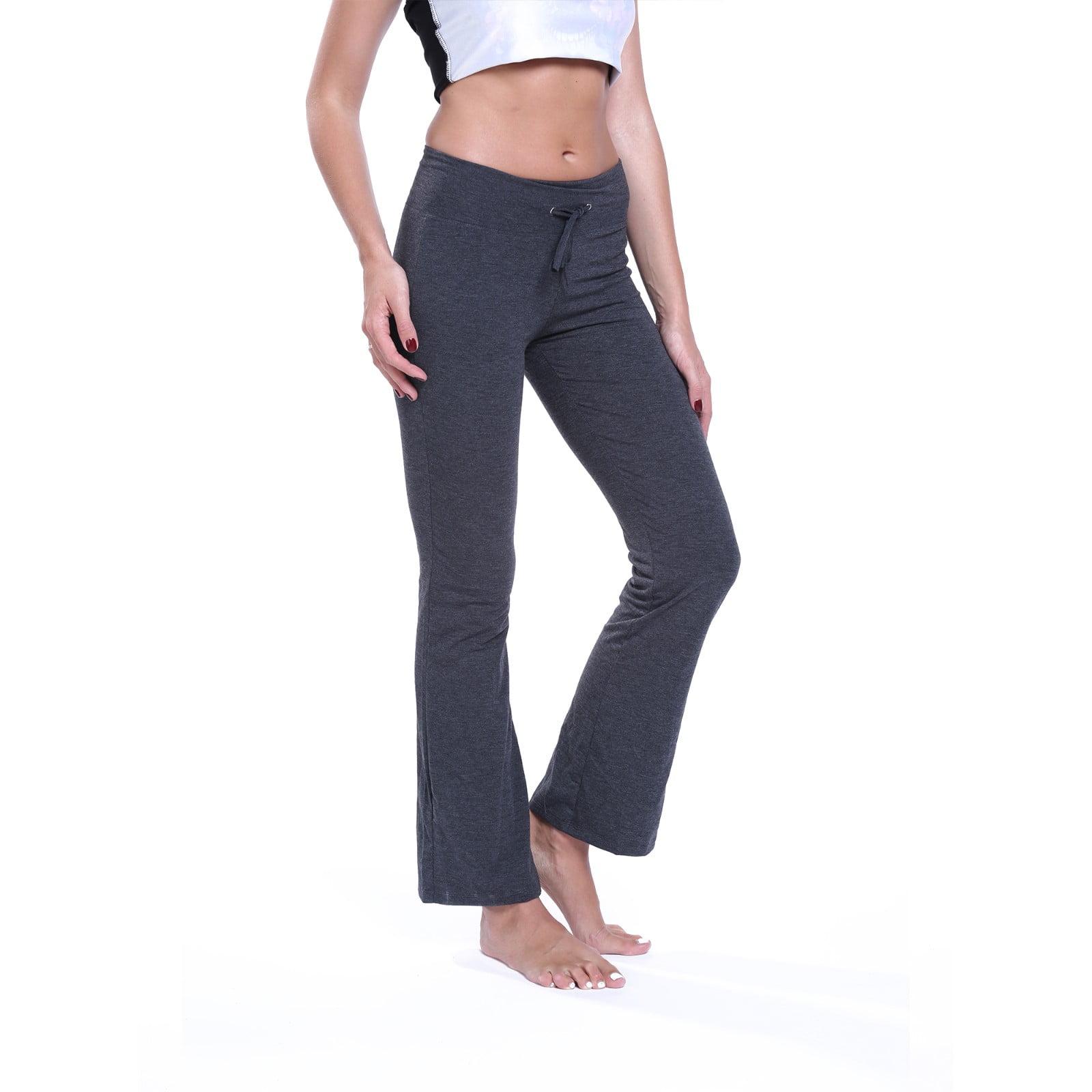 HISKYWIN Yoga Pants 4 Pocket, Tummy Control, Stretch Gray Women's