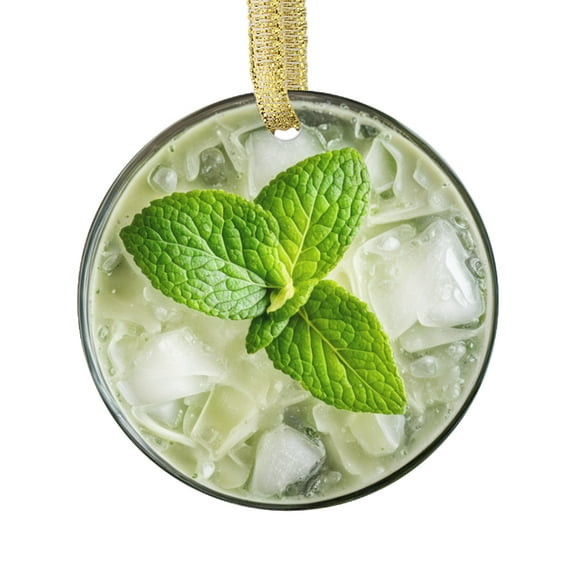 Mojito Cocktail with Ice and Lime Juice Food Double Sided Ceramic Foodie Novelty Holiday Christmas Xmas Tree Ornament Gift Accessory (Flat Printed Design, NOT 3D)