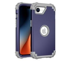 Mantto Compatible with iPhone 16e Case, 3 Layer Hybrid Hard PC Soft Silicone Heavy Duty Shockproof Bumper Protective Phone Case Cover for iPhone 16e, Darkblue