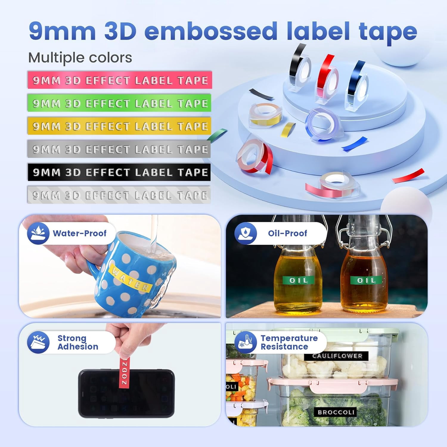 Embossing Label Maker, Manual Label Maker Printer with 6 Rolls Emboss Tapes, Handheld Label Printer for Organizing, Small Old School Label Printer for Home Kitchen Office and DIY