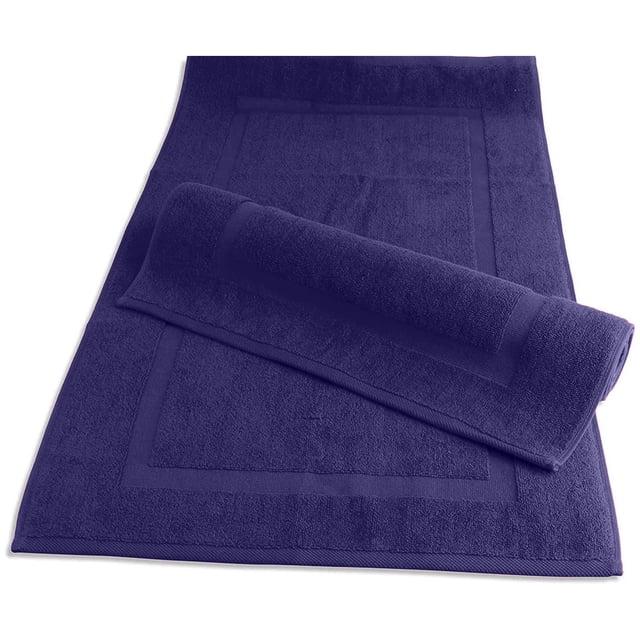 Canadian Linen Economy Purple 2 Pack 100% Cotton Bath Mats for Bathroom 20”x34” 735 GSM Door Mat Set Slip Resistant Bath Rug Mat Soft & Absorbent Reversible Floor Mat, Bathroom Shower Rug Plum