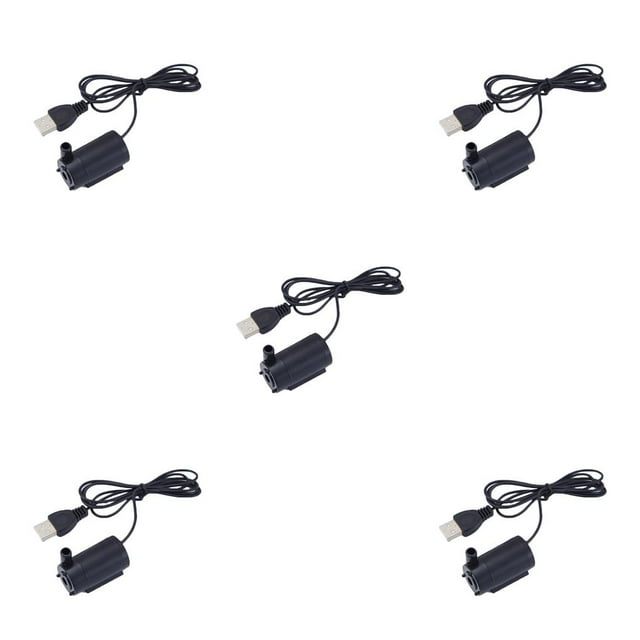 Transemion USB Submersible Mini Compact Water Pump for Fish Tanks Aquarium Fountain DC 5V Amphibious Pet Supplies Tool Kit Black 5Set