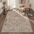 thumbnail image 3 of 5x7 Washable Rug Machine Washable Non Slip Low Pile Lightweight Print Pattern Area Rug for Living Room Bedroom Floral Medallion, Dusty Terracotta, 3 of 8