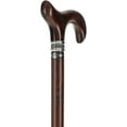 thumbnail image 5 of Luxury Walking Cane – Genuine Cocobolo Wood Walking Stick with Rich Brick Red and Dark Grain – Elegant Derby Handle – Pewter Collar – 37" Long – 18mm Tip – Stylish Cane for Men and Women, 5 of 6