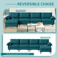 thumbnail image 3 of Kepooman Loveseat Sofa, Couch, Mid Century Modern Sofa,Extra Large L-shaped Sectional Sofa with Reversible Chaise and 2 USB Ports for 4-5 People-Peacock Blue, 3 of 11