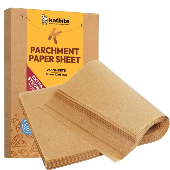 Katbite 265Pcs 10x15 inches Parchment Paper Sheets, Heavy Duty Unbleached Baking Paper