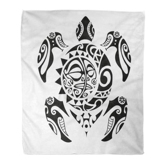 SIDONKU 58x80 inch Super Soft Throw Blanket Tribal Turtle Tattoo in Maori Style Symbol Abstract Aggressive Ancient Angle Home Decorative Flannel Velvet Plush Blanket