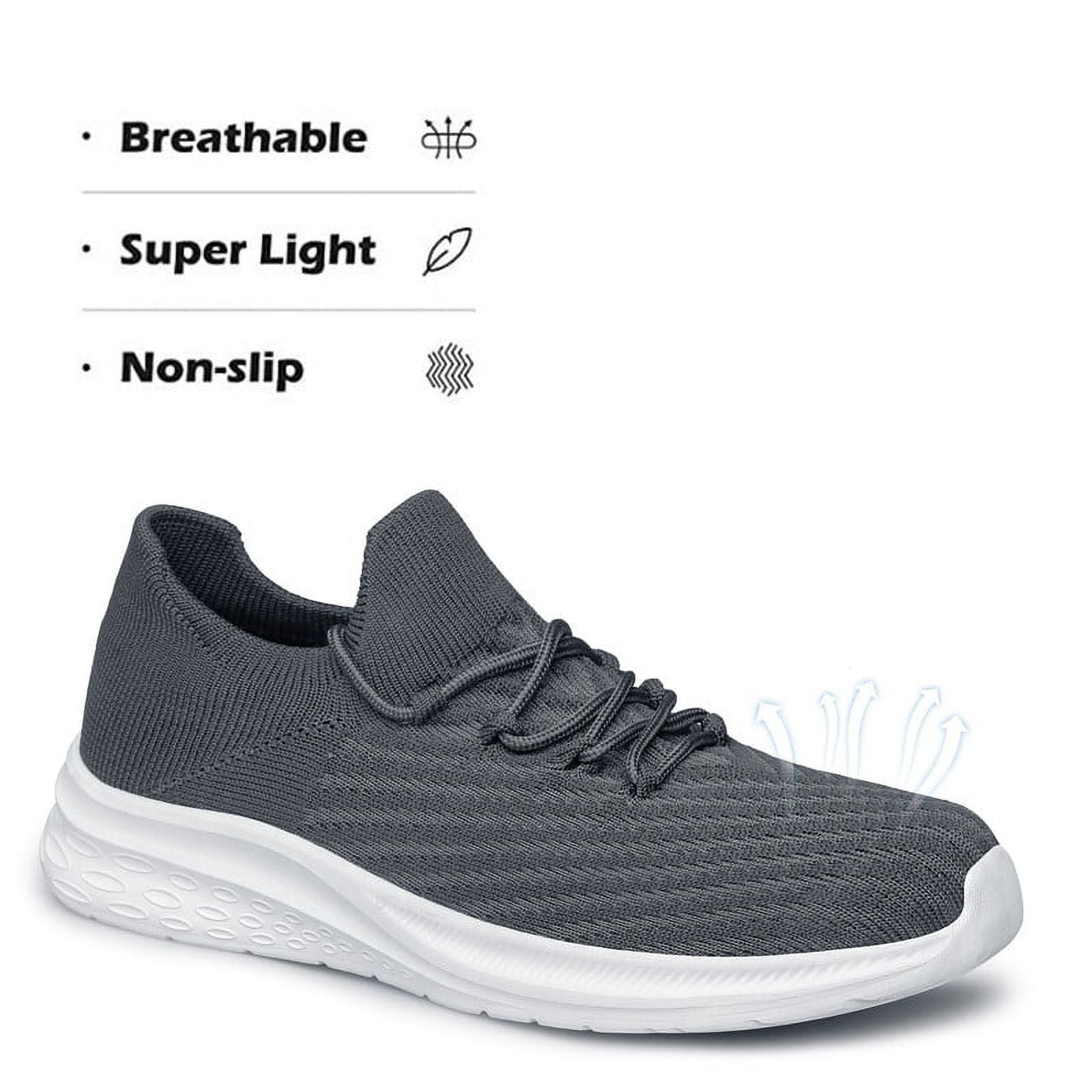 vibdiv Mens Slip On Walking Shoes Lightweight Breathable Non Slip Running Shoes Comfortable Fashion Sneakers for Men Grey Size 7