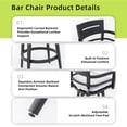 thumbnail image 3 of Noble House Modern Outdoor Aluminum Swivel Bar Chairs, with Durable Sunbrella Fabric Cushion, Ember Black, Set of 2, 3 of 10