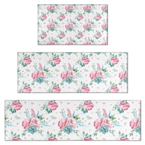 Pioneer Flower Floral Print Pattern Kitchen Rugs Sets Of 3,Kitchen Runner Rugs Non Skid Washable,Decorative Kitchen Floor Mats for Kitchen,Sink,Laundry,17"x30" 17"x47" 17"x59"
