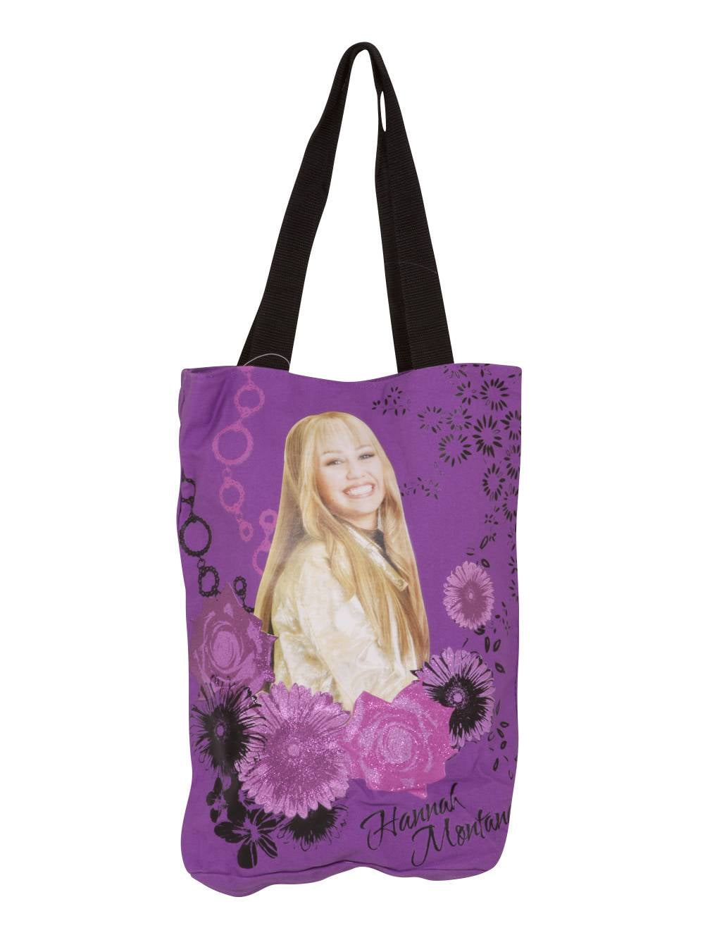 Hannah Montana Tote Bag Disney Channel Purple With Pink and Black Flowers