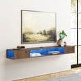 thumbnail image 2 of WAMPAT Floating TV Stand Wall Mounted with 16-Color Lights, 70 inch Brown FLoating Entertainment Center TV Shelf, 2 of 6