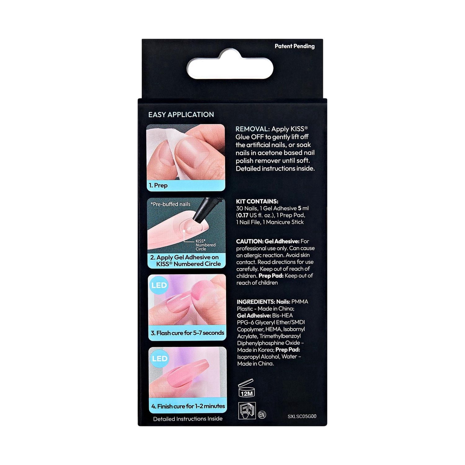 KISS Salon X-tend Système de Gel Souple à Del Ongles de Couleur, Fleurs, Cercueil Long