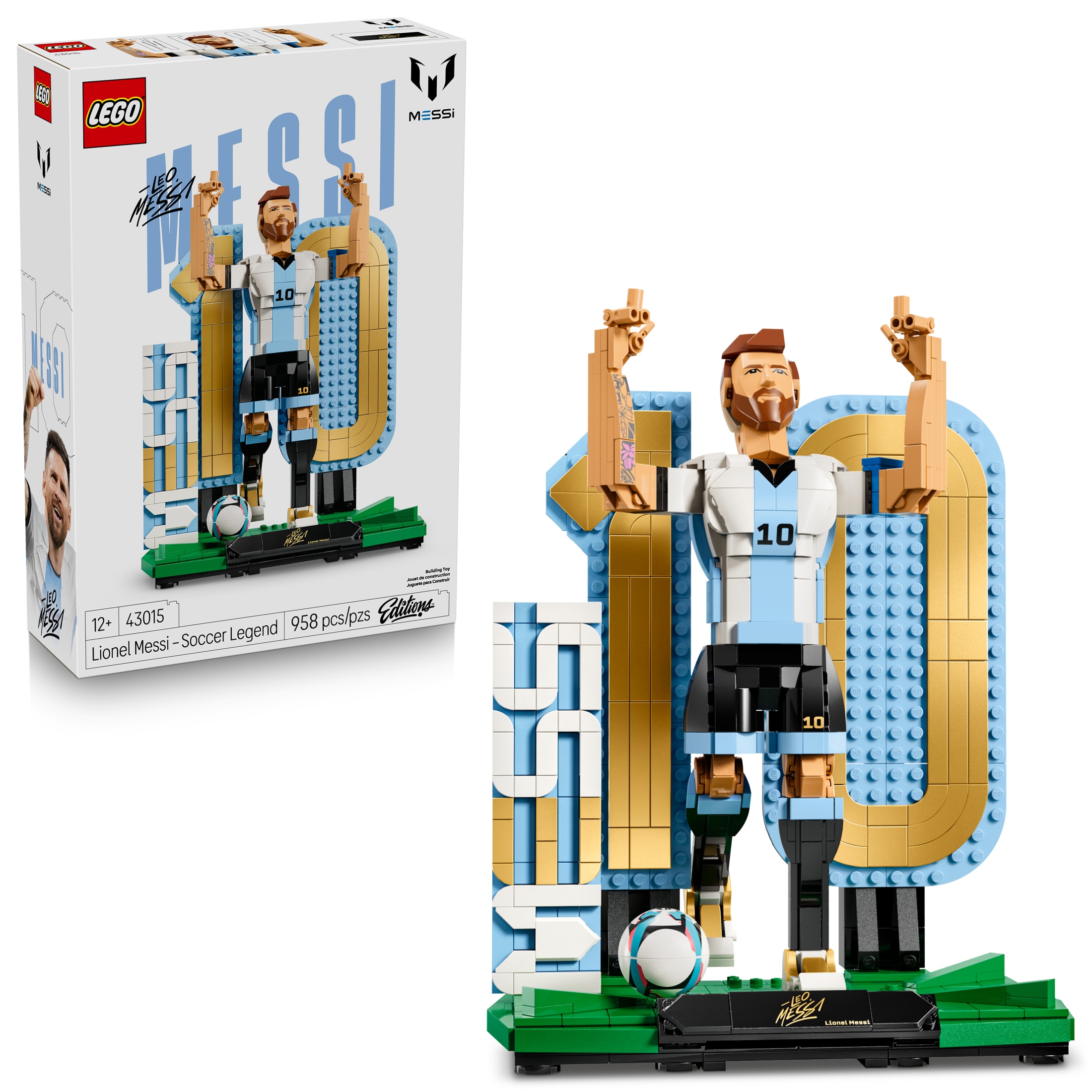 LEGO Editions Lionel Messi – Soccer Legend - Building Set for Boys & Girls, Ages 12+ - Collectible Soccer Gift with Plaque - Kids Bedroom or Shelf Decor - 43015