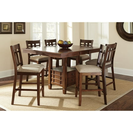 Steve Silver Bolton Counter Height Storage Dining Table Dark Oak