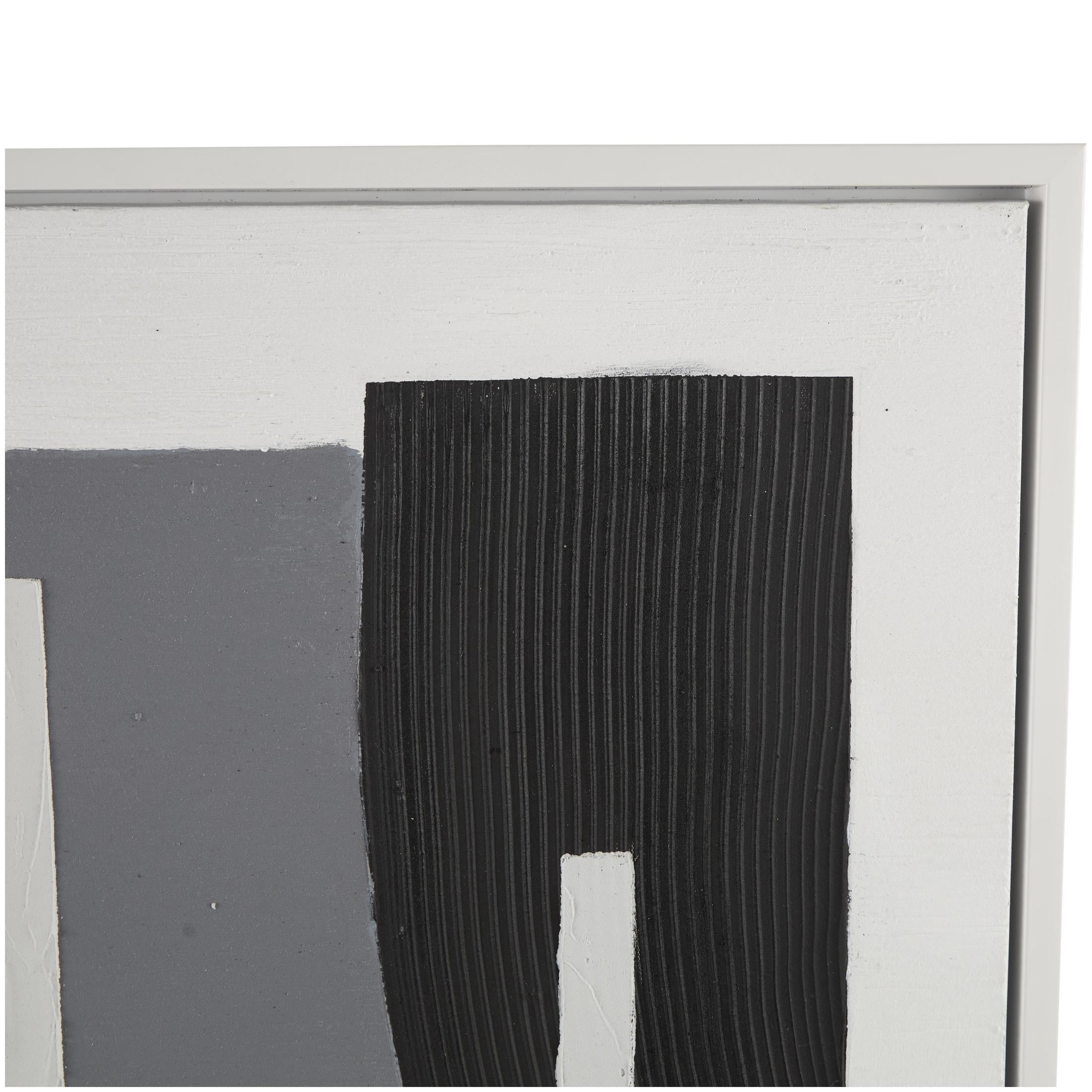 40" x 59" Textured Geometric Framed Wall Art with Various Shapes and Black Accents, by DecMode