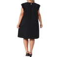 thumbnail image 2 of Vestidos de verano de talla grande para mujer Agnes Orinda, con mangas de volantes, cuello redondo, casual midi de playa 1X negro, 2 of 8
