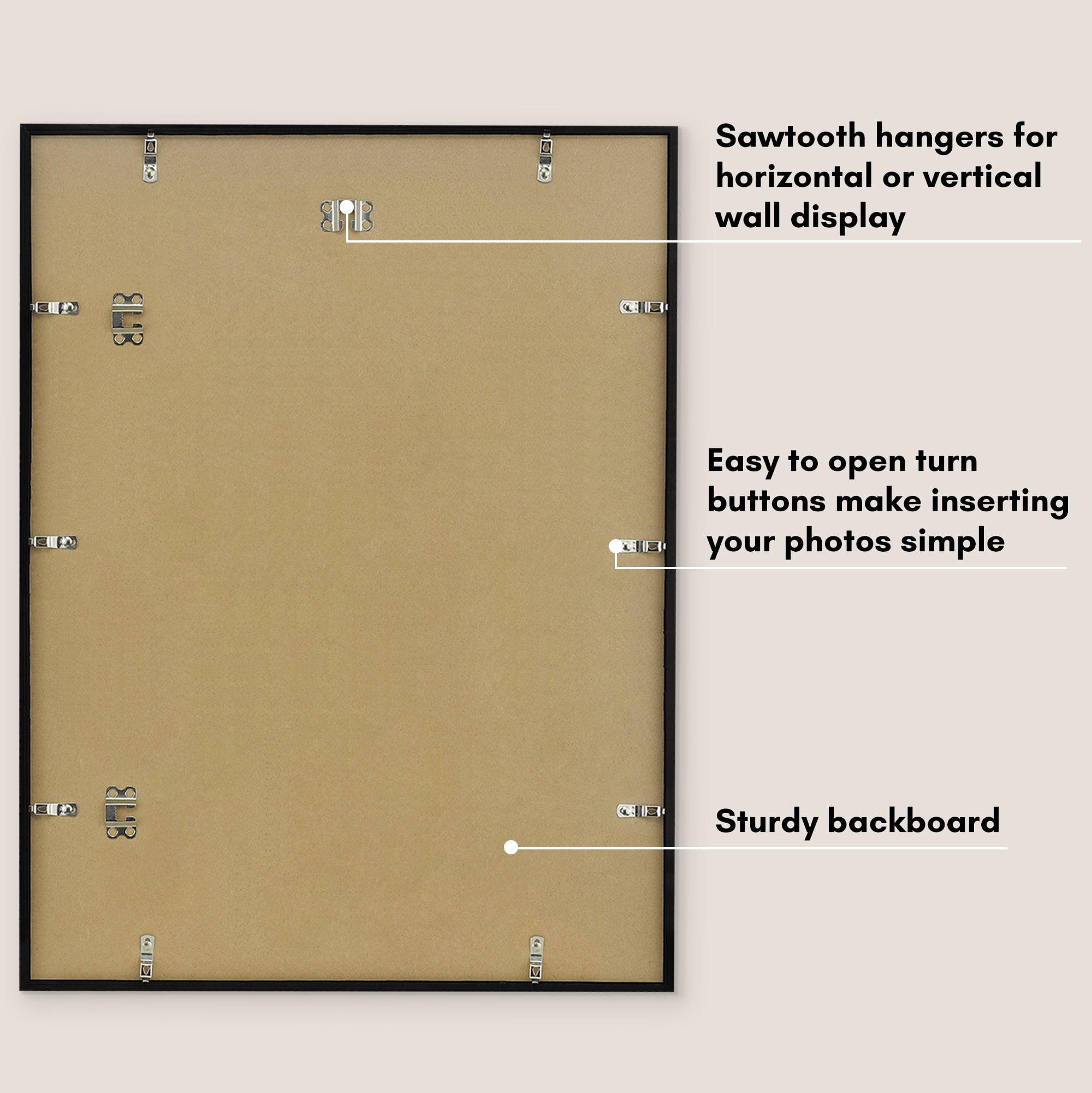 Americanflat 20x26 Picture Frame with Polished Plexiglass with 11x14 Mat Display Photo Streamline - Black