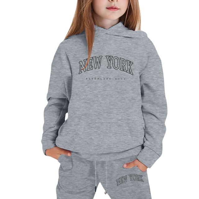 Girls Outfits Hoodies Letter Print Sweatshirt Stylish Comfortable Everyday Wear