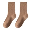 thumbnail image 2 of Moxufan Women Mid-calf Socks High Elastic Breathable Socks Sweat-absorbent Stockings Soft Solid Color Bootie Socks Thick Warm Socks for Fall Winter,Camel, 2 of 8