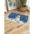 thumbnail image 3 of Navy Blue Christmas Bathroom Rug 2x3 Front Door Mat with Tassel Cotton Woven Throw Area Rug Washable Small Entry Rugs Snowman Xmas Snowflake Ball Winter Low Profile Carpet for Kitchen Laundry Room, 3 of 5