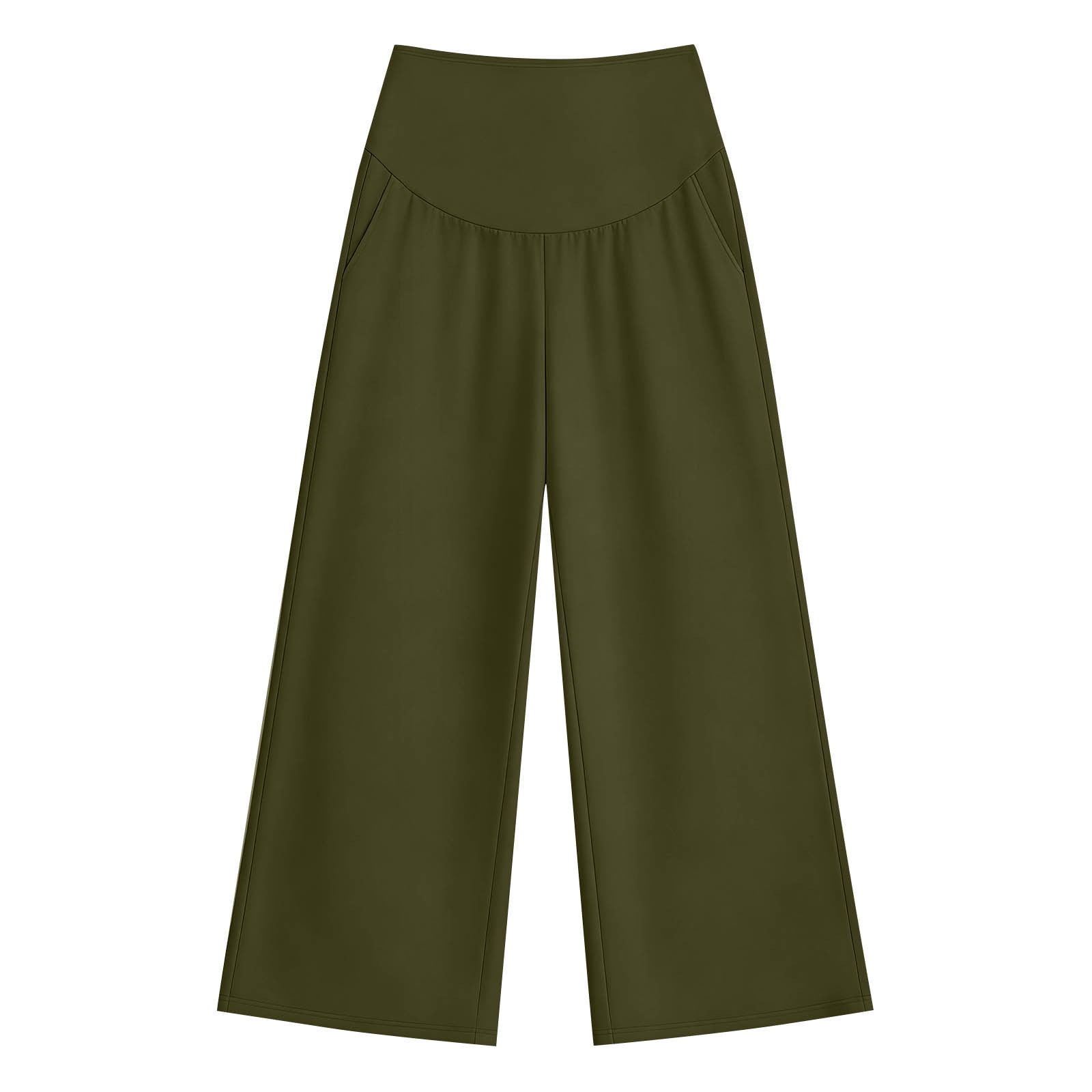 Women's Maternity Yoga Dress Pants Over the Belly Stretchy Lounge Work Pregnancy Straight Leg Trousers with Pockets