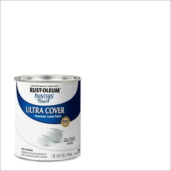 White, Rust-Oleum Painter's Touch Ultra Cover Gloss, Quart, 2 Pack