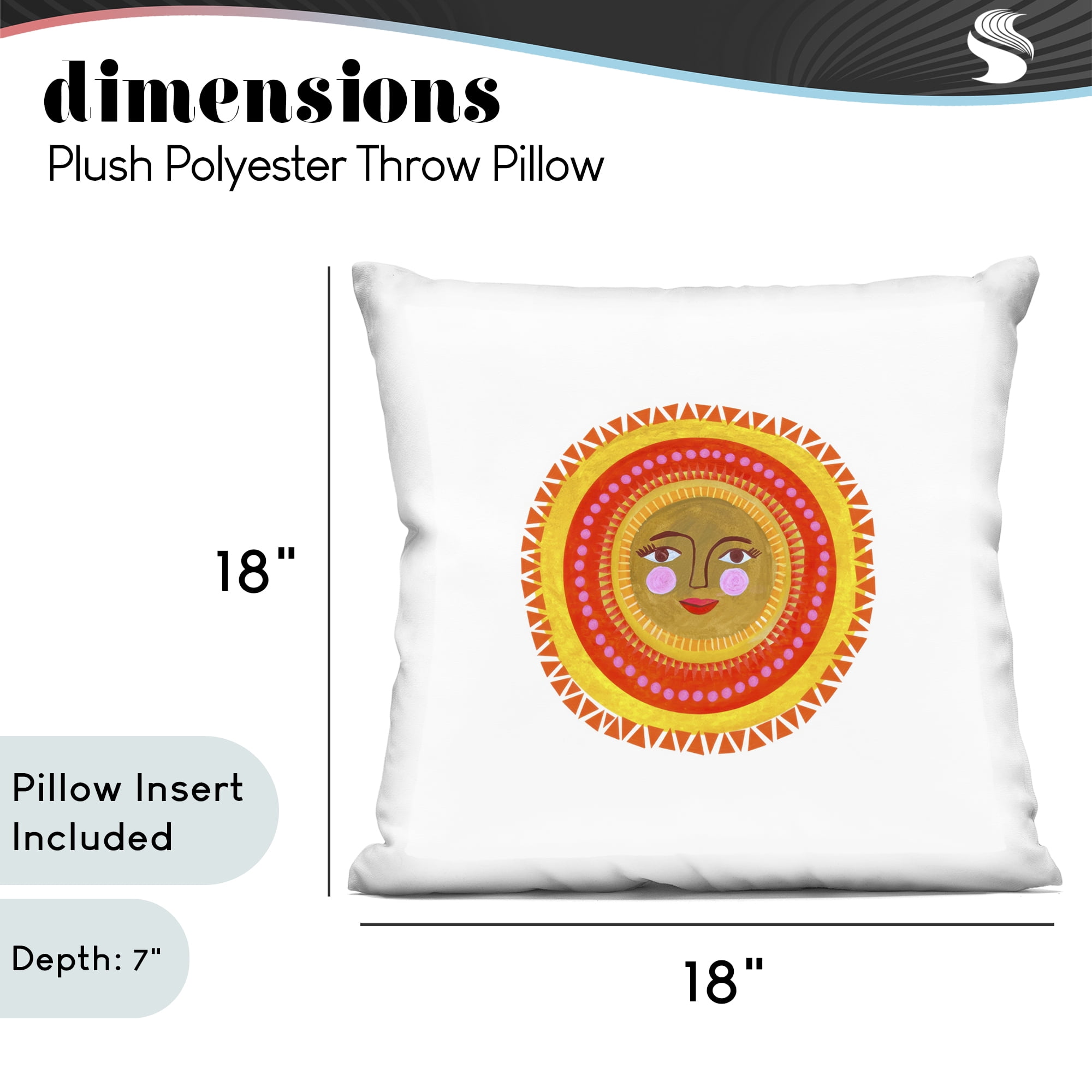 Stupell Industries Bold Bohemian Sun Decorative Printed Throw Pillow, design by Katherine Herrell Studio, 18 x 7 x 18