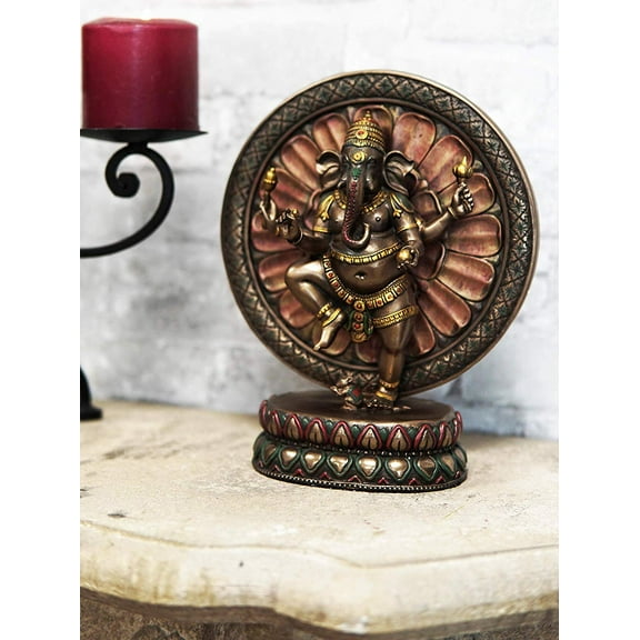 Ebros 9.25" Tall Hindu Dancing Ganesha in One Legged Yoga Pose On Lotus Figurine