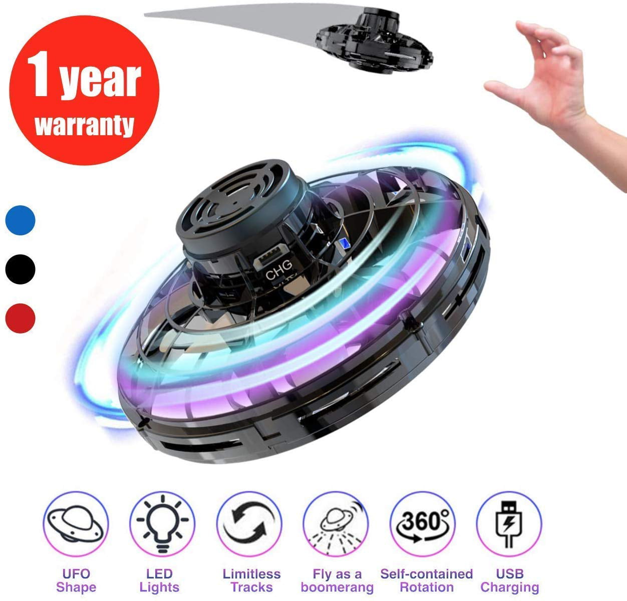 FlyNova Mini Drone Hand Drone Flying Toys Drones for Kids USB Charging RGB Lights Interactive Toys Gifts for Boys Girls Adults Black 
