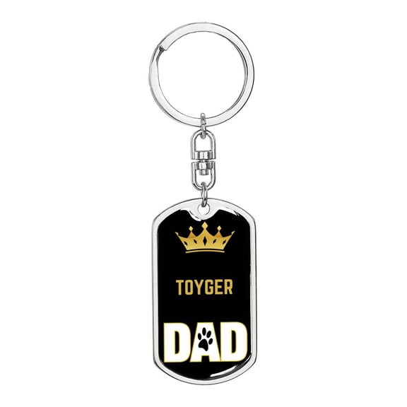 Toyger Cat Dad King Keychain Stainless Steel or 18k Gold