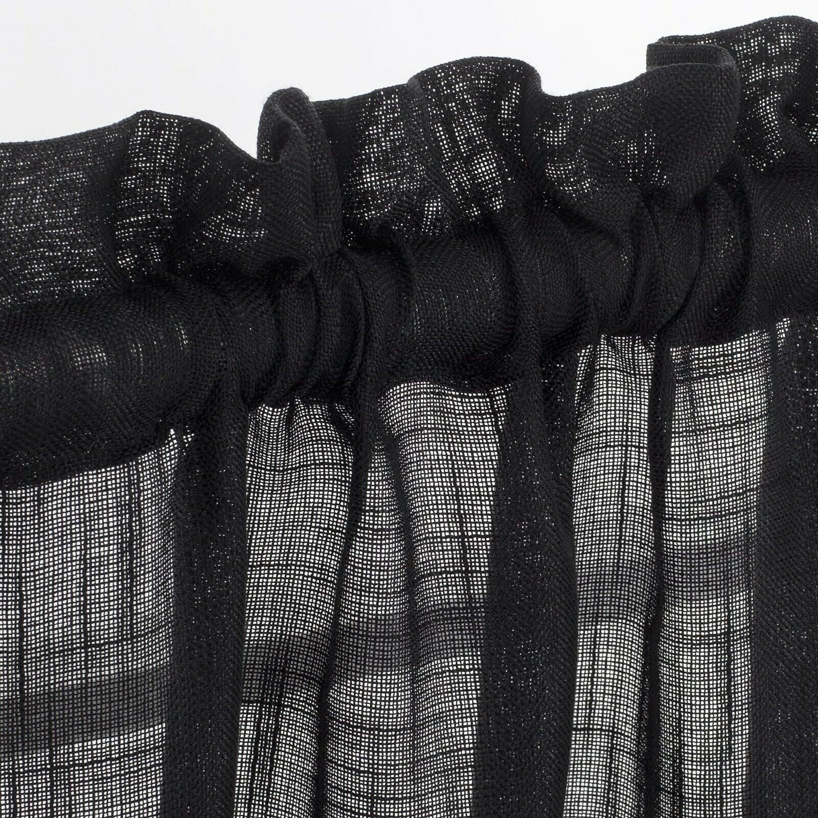 3 Piece Rod Pocket Linen Semi Sheer Kitchen Window Curtain Tiers and Valance Set