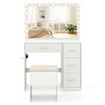 thumbnail image 1 of Gymax Vanity Desk with Mirror & Lights Dressing Table w/ Storage Stool Makeup Table, 1 of 9