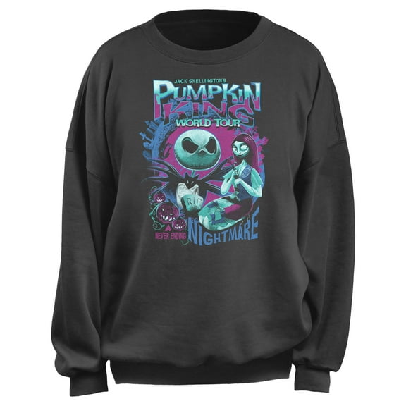 Junior's The Nightmare Before Christmas Jack's Pumpkin King World Tour Sweatshirt Charcoal Medium