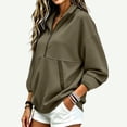 thumbnail image 6 of Yyeselk Women's Half Zip Sweatshirt Lightweight Stand Collar Sweatshirts for Women Long Sleeve Loose Fit Fall Clothes Army Green XL, 6 of 7