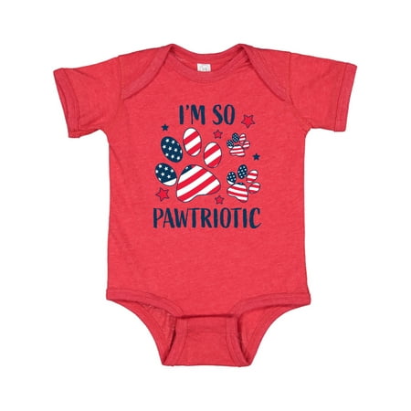 

Inktastic Im so Pawtriotic with American Flag Paw Prints Gift Baby Boy or Baby Girl Bodysuit