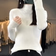 thumbnail image 6 of Gyexs Turtleneck Tops for Women Neck Long Sleeve Fuzzy Knit Tops Solid Lightweight Knit Pullover Tops Womens Winter Clothes, White, Size XXL, 6 of 7