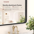 thumbnail image 3 of Espejo de baño de pared YYXW con marco de metal redondeado, 3 of 6