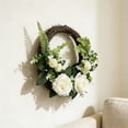 thumbnail image 4 of Rustic Rattan Wreath with Dried Flowers, Boho Wall Hanging Decor for Entryway, Natural Textured Ornament, Farmhouse Home Decor, Flower Wreath *1 Piece, 4 of 7