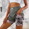 thumbnail image 4 of KPOPLK Women's Sweat Shorts with Pockets 2 in 1 Liner Drawstring Shorts Summer Workout Casual Lounge Shorts Size L,AG, 4 of 9