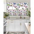 thumbnail image 4 of Colorful Butterfly Swag Kitchen Curtains Sets for Windows 24 Inch Length, Elegant Pastoral Butterflies Watercolor Short Window Curtain Panels Swags Valances and Tiers 3 Piece Set for Cafe/Dining Room, 4 of 5