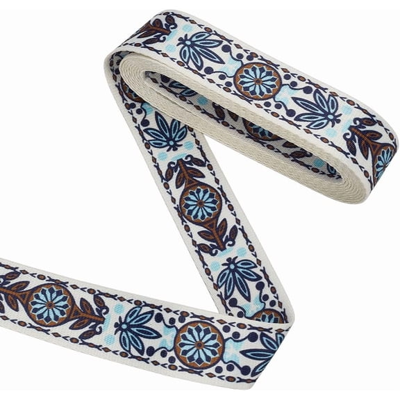 Ethnic Style Polyester Ribbon for Sewing Decoration Steel Blue 1-1/2 inch(38mm)