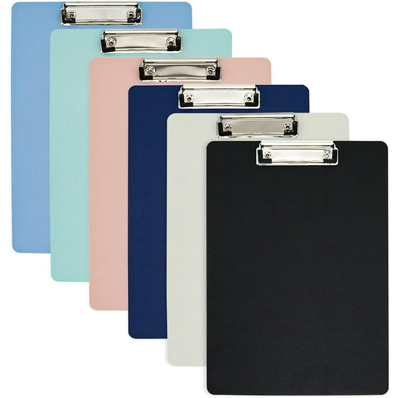 6 Pack Plastic Clipboards with Low Profile Clip 12.5 x 9 Standard Letter Size Clipboard for classrooms Office