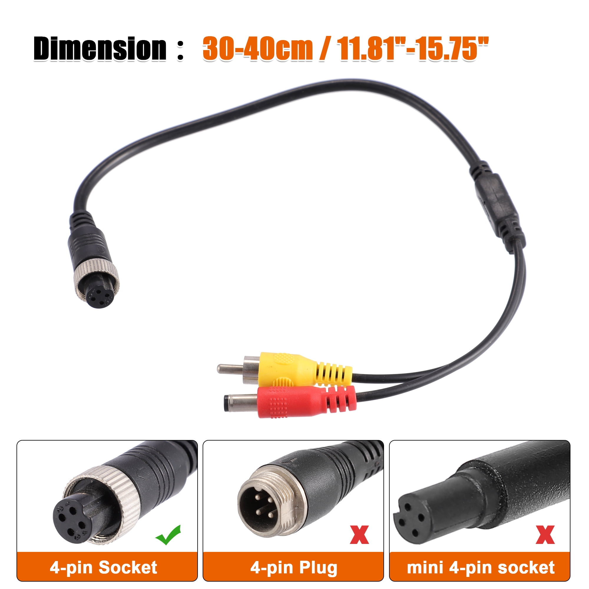 Unique Bargains 4 Pin to RCA Adapter M12 4-Pin Female to RCA AV DC Male Connector