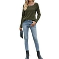 thumbnail image 5 of Hibeli Women Square Neck Long Sleeve Ribbed Slim Fit Solid Color Top, 5 of 7